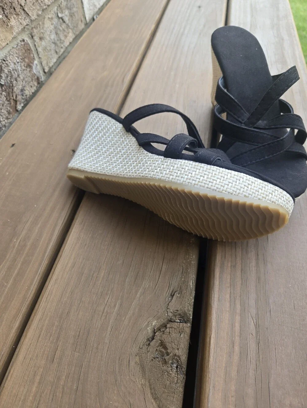 & Other Stories Black Crisscross Espadrille Wedge Slides